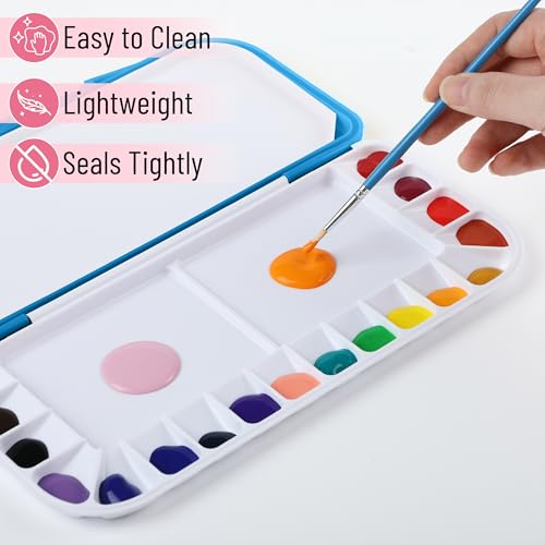Mr. Pen- Airtight Watercolor Palette with Lid, 18 Wells & 2 Mixing Areas (Pack of 2) - color: Blue, size: 2 Pack