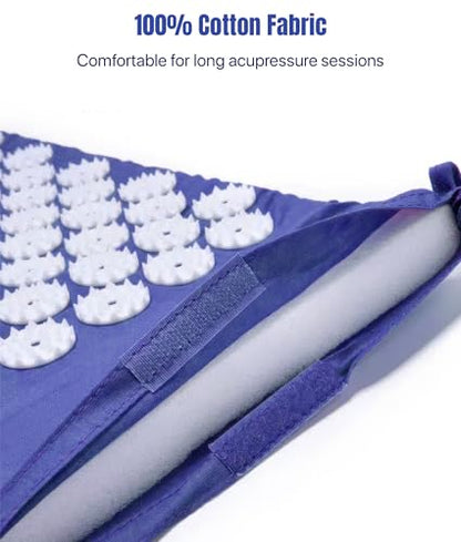 ROMIX Acupressure Mat and Pillow Set, Acupuncture Mat for Back Pain, Neck, Shoulder Pain Relief, Stress Reduction, Wellness Therapy, Cushioned Acupressure Mats with Carry Bag for Men and Women - color: Blue