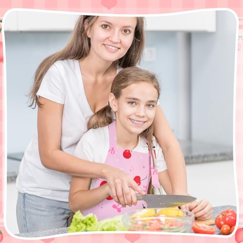2 Pack Kids Apron, Cute Cooking Aprons, Waterproof Art Apron with Pockets, Toddler Painting Artist Apron Adjustable - color: Cherry, size: 45*62cm