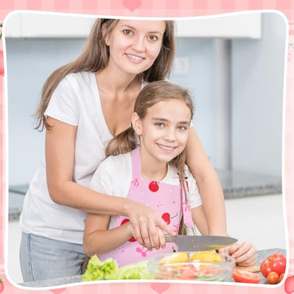 2 Pack Kids Apron, Cute Cooking Aprons, Waterproof Art Apron with Pockets, Toddler Painting Artist Apron Adjustable - color: Cherry, size: 45*62cm