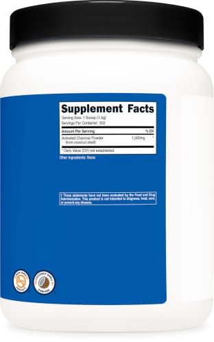 Nutricost Activated Charcoal Powder 1lb, Food Grade Powder, Gluten-Free | Toothpaste, Facemask, Odor Control, Vegetarian, GMO-Free - size: 1 Pound (Pack of 1)