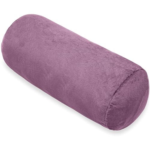 1 MIDDLE ONE Bolster Pillow with Removable Velvet Cover, Round Cylinder Neck Roll Pillow for Head, Back, Leg Support, Decorative Bed and Couch Pillow 16 x 6 Inches (Purple) - color: Purple, size: 16 inch