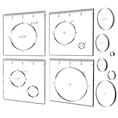 Pack of 4 Circle Inlay Template Set Router Templates for Woodworking,Router Jig Templates Decorative Templates - style: 1/4 Thick Circle