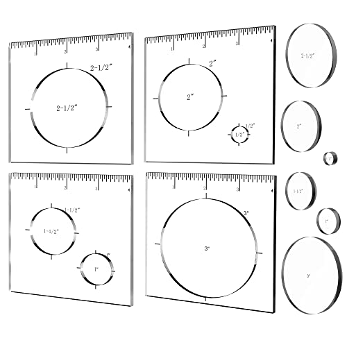 Pack of 4 Circle Inlay Template Set Router Templates for Woodworking,Router Jig Templates Decorative Templates - style: 1/4 Thick Circle