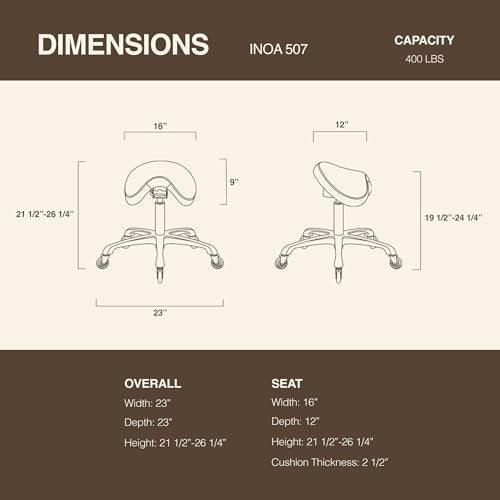 Ergonomic Saddle Chair, Adjustable Rolling Stool with Forward Tilt - color: Black