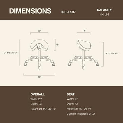 Ergonomic Saddle Chair, Adjustable Rolling Stool with Forward Tilt - color: Black