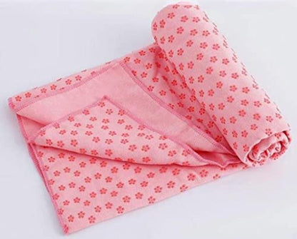 Yoga Towel, Hot Yoga Mat Towel - Sweat Absorbing Non-Slip for Hot Yoga, Pilates and Workout, 24x72 inches with Grip Dots (Pink) - color: Pink