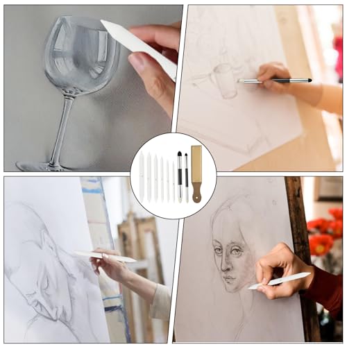 QIYUDA 9pcs Tortillons Blending Stumps for Drawing, Washable & Reusable Blending Stick, Pencil Blender