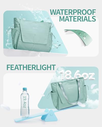 sportsnew Yoga Mat Bag Waterproof Tote Gym Bag Mat Carrier W/Wet Pocket | hook-and-loop mat holder 5s quick access, 40oz handled bottle pocket, wet bag, lightweight waterproof, drawstring pockets,19L - color: Mint Green