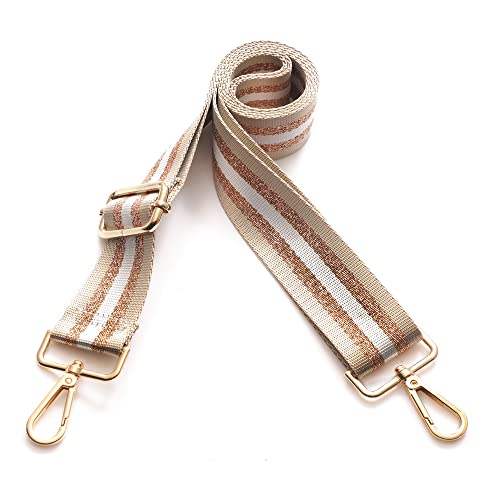 S-Jacorry Purse Strap Replacement Crossbody Wide Shoulder Strap Adjustable Canvas Straps Handbag Strap Replacement Belts - color: Gold Buckel-196