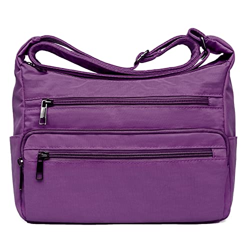 VOLGANIK ROCK RFID Purses for Women Fabric Nylon Multi Pocket Crossbody Bag Ladies Travel Handbag - color: Purple2, size: Standard