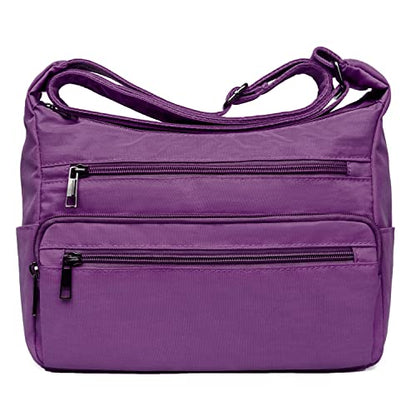 VOLGANIK ROCK RFID Purses for Women Fabric Nylon Multi Pocket Crossbody Bag Ladies Travel Handbag - color: Purple2, size: Standard