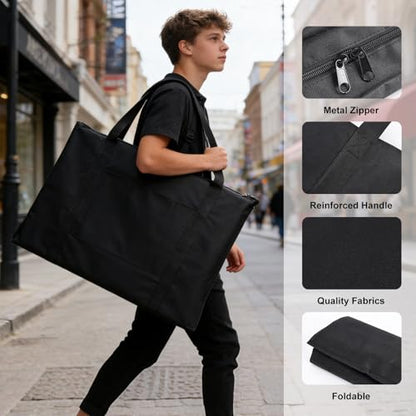 Ostlttyn Art Portfolio Case, Waterproof 18x24 Inch Large Art Portfolio Bag with Shoulder Strap for Artwork, Poster, Sketching, and Drawing, Black - size: 18 x 24 inches