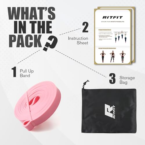 RitFit Pull Up Assist Band in Natural Latex for Stretching and Mobility - color: Pink