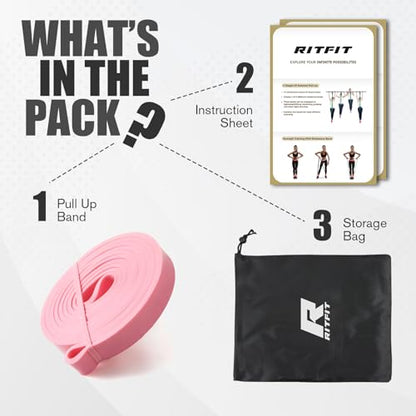 RitFit Pull Up Assist Band in Natural Latex for Stretching and Mobility - color: Pink