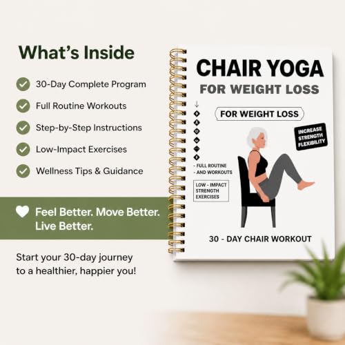 Chair Yoga for Seniors Over 60 Book, 30-Day Balance & Mobility Guide - color: White