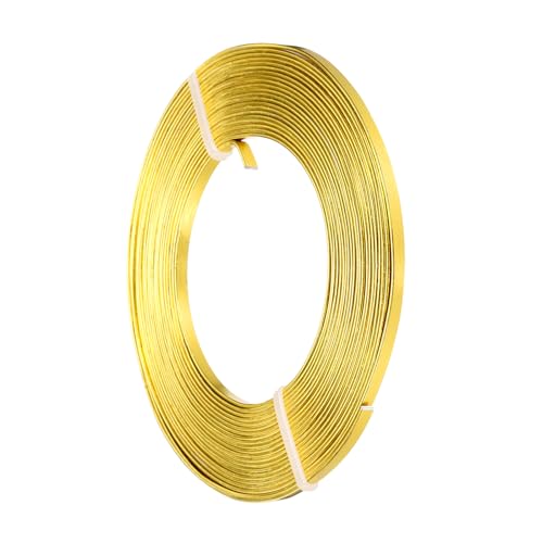 MECCANIXITY Aluminum Flat Wire, 3mm 18 Gauge Bendable Nose Wire Soft Craft Jewelry Wire for Jewelry Making Handmade Crafts DIY Bezel Sculpting, Golden - color: Golden