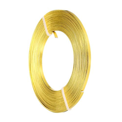 MECCANIXITY Aluminum Flat Wire, 3mm 18 Gauge Bendable Nose Wire Soft Craft Jewelry Wire for Jewelry Making Handmade Crafts DIY Bezel Sculpting, Golden - color: Golden
