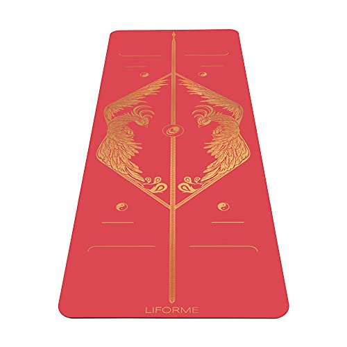 Liforme Zodiac Yoga Mat - Patented Alignment Design, Advanced Non-Slip Grip - color: Phoenix Red