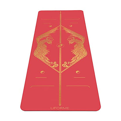 Liforme Zodiac Yoga Mat - Patented Alignment Design, Advanced Non-Slip Grip - color: Phoenix Red