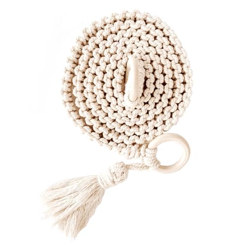 Mollensiuer 1Pc Adjustable Handwoven Yoga Mat Strap, Cotton, Beige, Fabric, Simple Style