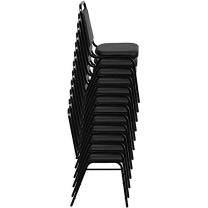 EMMA + OLIVER Burgundy Vinyl Trapezoidal Back Stacking Banquet Chair - color: Burgundy Vinyl/Silver Vein Frame