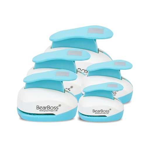 BearBoss 5 Square Paper Punch Set, Different Sizes, Scrapbooking Crafting Tool, Classic White - color: 5 Square Punch