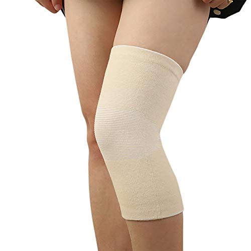 JUMISEE (One Pair Cotton Knee Sleeves for Knee Support, Circulation Improvement & Pain Relief Compression Knee Brace - color: Complexion, size: Medium