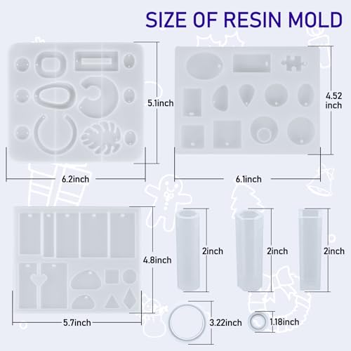 IGaiety Resin Jewelry Making Kit with Silicone Molds, 278PCS Starter Set | Reusable Silicone Molds with Smooth Release, Durable Jewelry Findings and Colorful Embellishments for Creative DIY Projects - size: X-Jewelry Mold