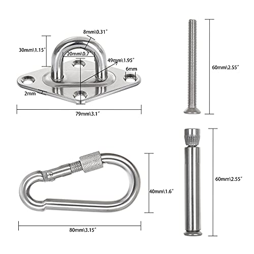 ABuff 1100 lb Heavy Duty Hammocks Hooks, 2 Pcs M8 Yoga & Brazilian Hammock Hanging Kit for Hammock Stands, Ceiling Hook for Hammocks Hanging Kit, Swing Hanging, Wall/Ceiling Mount, Indoor & Outdoor