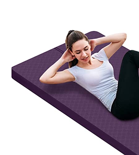 nuveti Large Exercise Mat - 15mm/20mm/30mm Thick Yoga Mat | Workout Mat for Fitness, Yoga, Pilates, Stretching & Floor Exercises for Women & Men with Free Carrying Bag - color: DarkPurple 1, size: 183X80X15MM