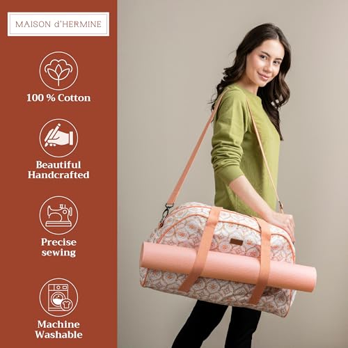 Maison d' Hermine Yoga Mat Duffle Bag Gym Tote Yoga Mat Carry Bag | Cylindrical bag for Woman Men Gifts Adjustable shoulder straps with Drawstring Water Bottle Pocket and zipper pocket - color: Fair Isle, style: Yoga Mat Duffle Bag