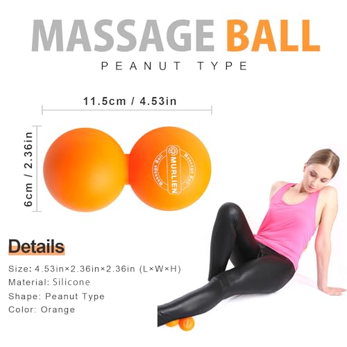 Peanut Massage Ball, Double Lacrosse Ball for Myofascial Release, Trigger Point Therapy, Muscle Relief, Acupoint Massage, Alleviating Neck, Shoulder, Back, Legs, or Muscle Tension - Orange
