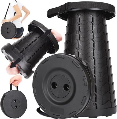 Fishboy Collapsible Stool for Adults, Portable Folding Camping Seat, 400lbs - color: Black