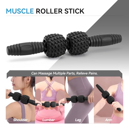 5 in 1 Foam Roller Set, High Density Patented Exercise Roller - color: Black