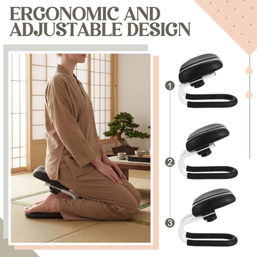 SiliFine Meditation Bench with Carrying Bag, 3 Level Adjustable Metal Meditation Stool, Non-Slip Prayer Kneeling Stool with Cushion, Ergonomic Prayer Chair for Meditations Yoga(Black) - color: Black