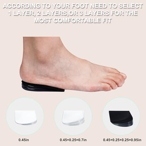2 Pairs 3 Layers Medial & Lateral Heel Wedge Silicone Insoles - Corrective Adhesive Shoe Inserts for Foot Alignment, Knock Knee Pain, Bow Legs, Osteoarthritis for Men and Women(Large) - style: LARGE-3 Layers