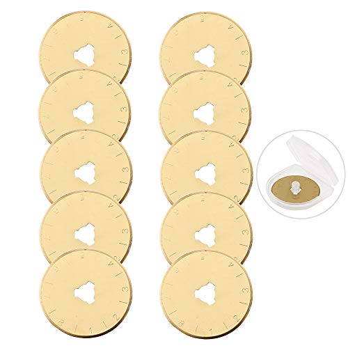 Titanium Rotary Cutter Blades 28mm 10 Pack Replacement Blades for Fabric | Titanium-Coated Rotary Blades for Smooth Cutting of Fabric Paper and Craft Sharp and Durable for Quilting Sewing Scrapbooking - size: 28mm