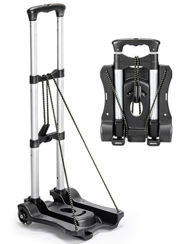 Gorpuire Small Folding Hand Truck Dolly with 2 Wheels, Foldable Luggage Cart, Lightweight Aluminum Collapsible Trolly Portable Dolly for Moving Airport Travel Use | Lightweight Aluminum Collapsible Trolly Portable Dolly for Moving Airport Travel Use Gorpu