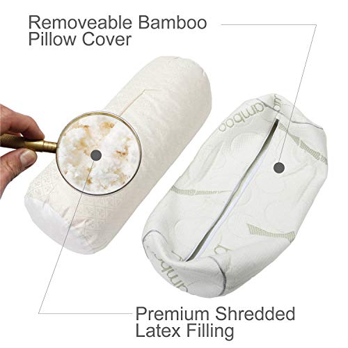 Kingnex Bolster Roll Pillow for Sleeping on Back or Side Under Knee to Relief Lower Back Pain Between Legs for Side Sleepers Cylinder Pillow with Removable Cover 20x8 | Under Knee to Relief Lower Back Pain or Between Legs for Side Sleepers, Bamboo Viscose