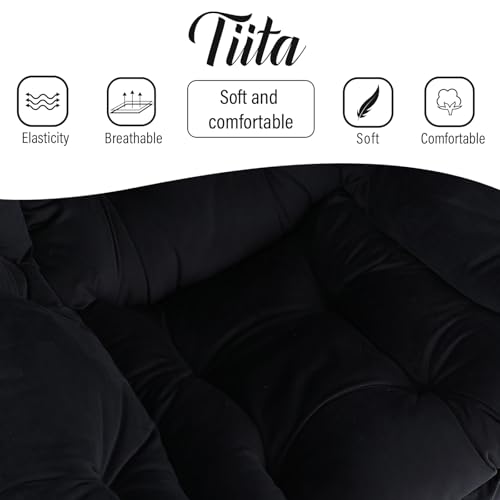 Tiita Lazy Chair, Black Modern Large Accent Armchair, Comfy Leisure Sofa Reading Chair for Bedroom, Living Room, Dorm Rooms, Garden and Courtyard, Black - color: Peach Skin Black-single