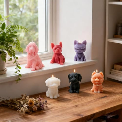 5 PCS Dog Silicone Molds, 3D Animal Resin Candle Soap Making Molds,Animals Casting Silicone Molds for Wax, Soap, Resin Craft, Plaster,Cake Decor, Keychain DIY, Home Decoration
