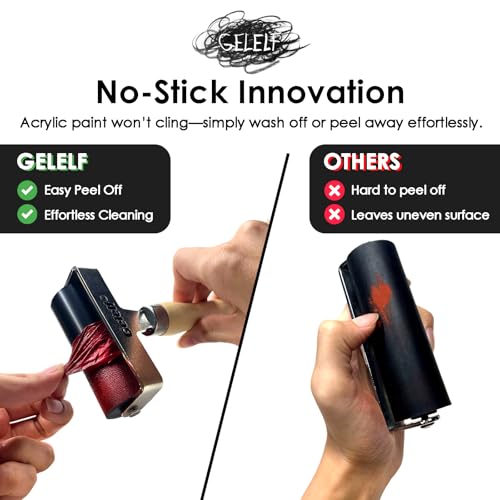 GELELF Smooth Peeling Brayer Roller - Wood Hand Roller Rollers Ink Roller Tape Roller for Gluing Taping Gel Printing Inking Block Printmaking Stamping Scrapbooks (#3: 1.5 Inch (3.5CM)) - color: #3: 1.5 Inch (3.5CM)