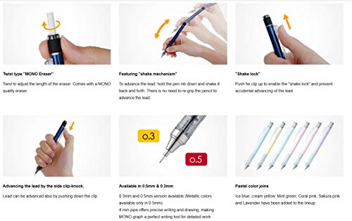 Tombow Mechanical Pencil, Monograph 0.5mm, Neon Orange (DPA-134D) - color: Neon Orange