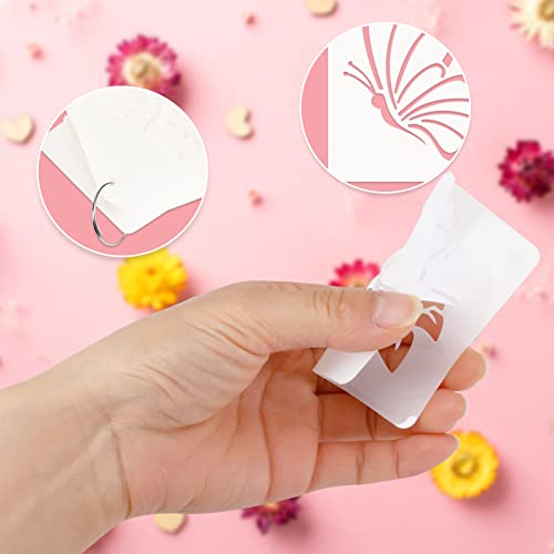 Augshy 56 Pack Flower Stencils for Painting, Butterfly and Bird, 3 Inch | Flower Butterfly Bird Stencils, for Wood Wall Floor Decor, DIY Rock Dot Painting, Art Projects - style: Flowering Plants