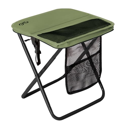CAMDOOR Portable Folding Stool 16 Inch Collapsible Stool for Adults 400 lbs | Heavy Duty Camping Stool, Rust-Proof Steel Frame, 1.6 lbs Ultralight, Easy Fold and Unfold, Fit Backpack for Hiking Fishing - color: Green