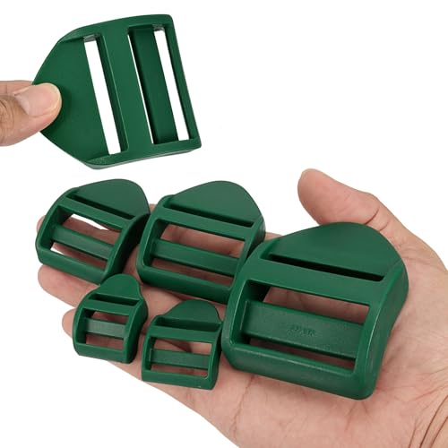uxcell Plastic Ladder Slider Adjustable Buckles | Tension Lock Tri-Glides for Belt Backpack Straps Part Replacement - color: Dark Green, size: 1"