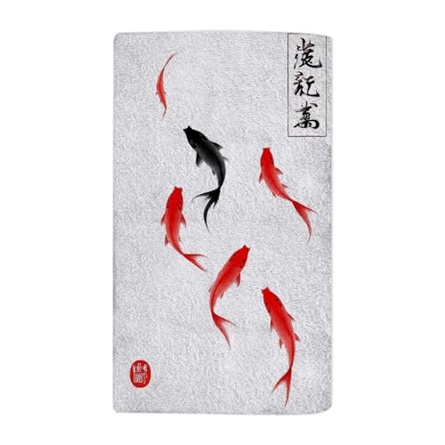 Fish Classic Chinese Carp Pond Beach Towel Nature Ink Artistic Face Towels Suit Travel Sports Pool Swimming Bath Camping Spa Gym Yoga,15x30 Inch - color: Fish Classic Chinese Carp Pond