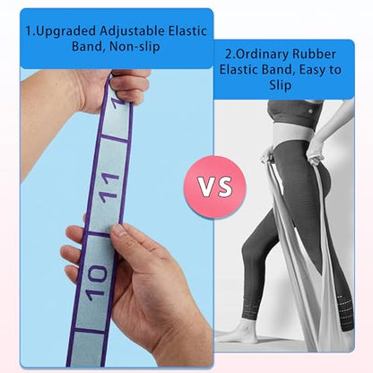 2PCS Elastic Yoga Stretching Strap with 12 Loops Stretch Resistance Exercise Bands for Yoga,Pilates,Dance,Rhythmic Gymnastics,Physical Therapy,Ballet Couple Style