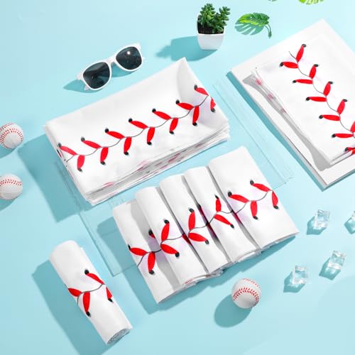 Lonfliness 18Pcs Baseball Cooling Towels 38x12 Inch Breathable Chilly Softball Baseball Microfiber Ice Towel Fast Drying Sport Team Gift for Player Coach Gym Workout Biking Running Yoga (Baseball) - color: White